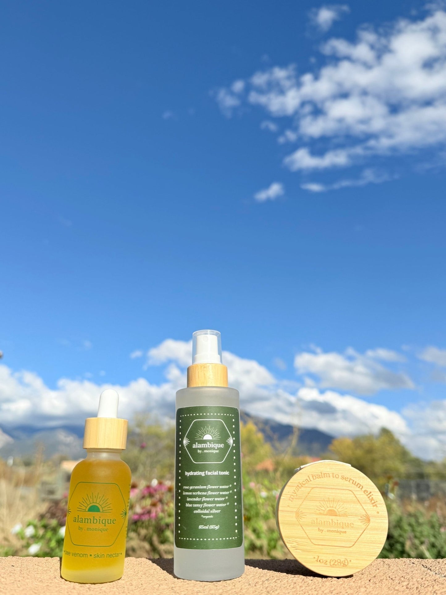 Winter skincare ritual bundle featuring bee venom serum and protective face balm for dry skin.